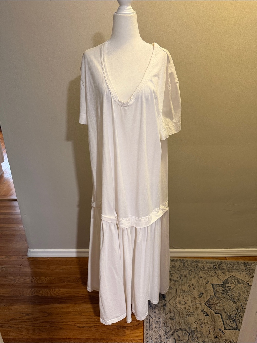 FREE PEOPLE White Short Sleeve Maxi Dress